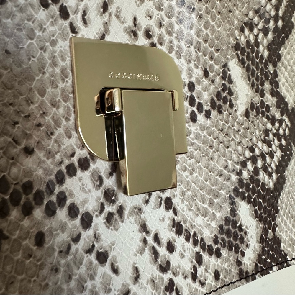 NWOT. Coccinelle Gray Snakeskin Crossbody Bag with Gold Hardware. Leather. - Picture 8 of 10